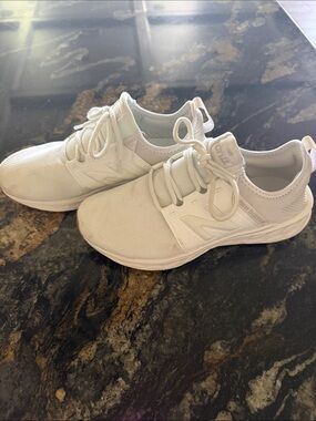 New Balance All-White Lightweight Lace-Up Sneakers
